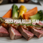 recette de sauce pour roti de veau sur assiette gastronomique
