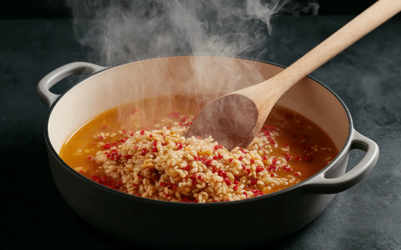 Préparation risotto a zafferano riz et safran