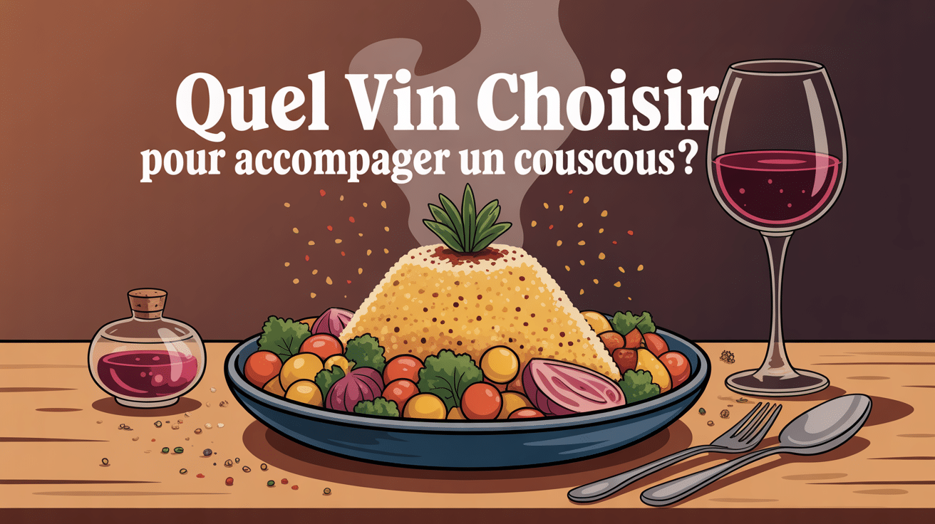 Vin pour couscous en illustration stylisée