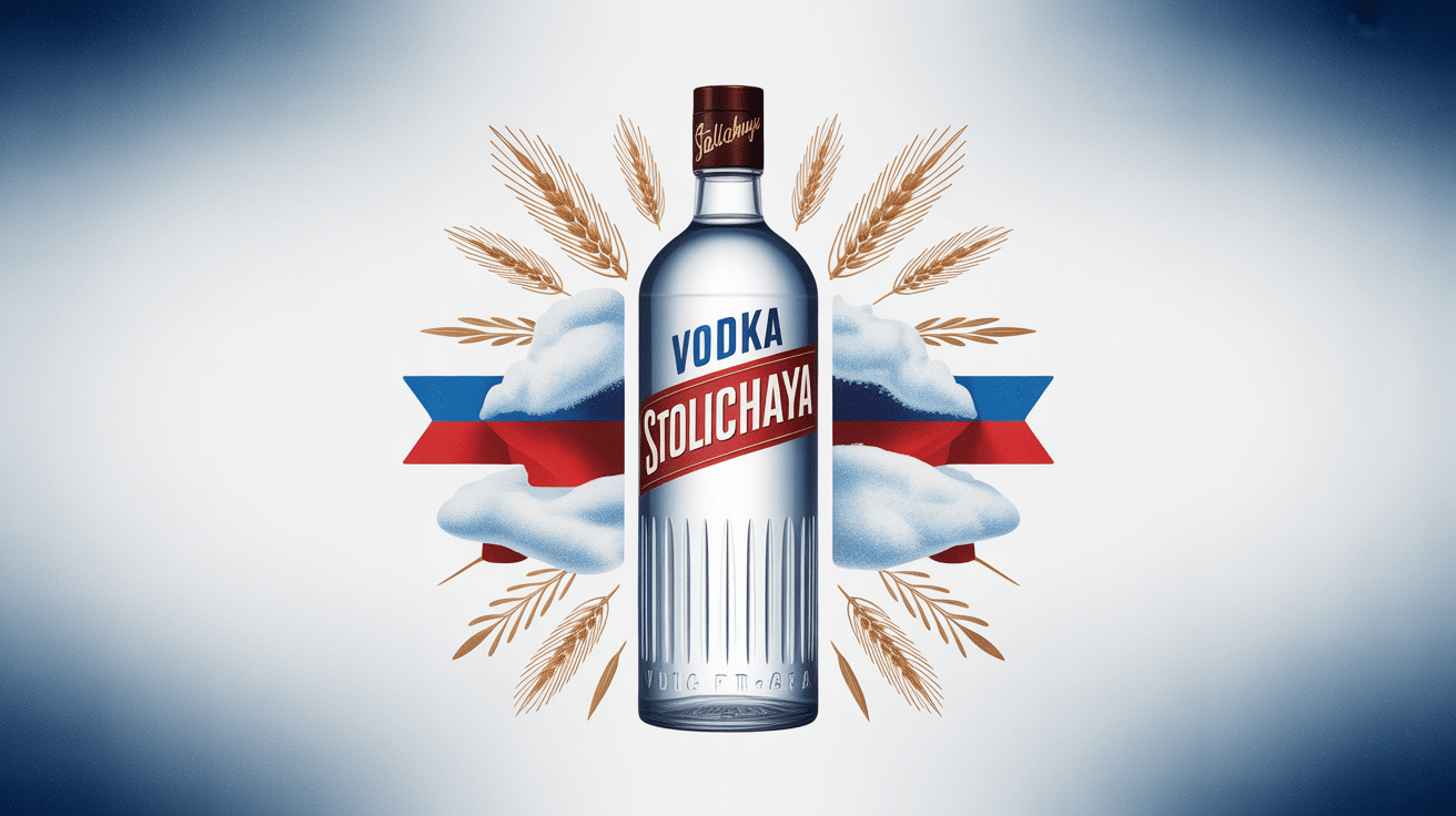 vodka stolichnaya bouteille design russe doré