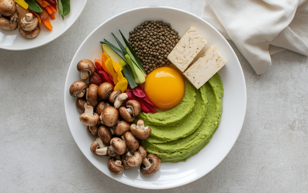 Accompagnement purée végétarien légumes tofu œuf