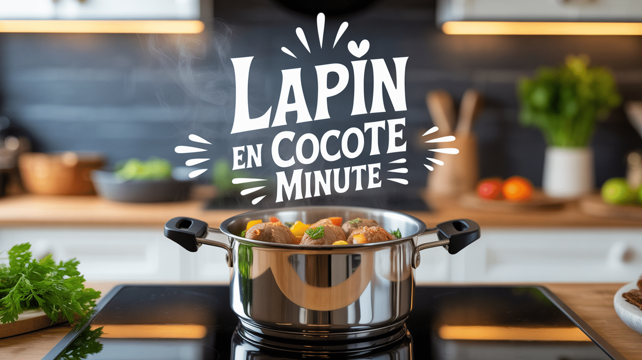 Lapin cocotte minute doré avec légumes en cocotte moderne