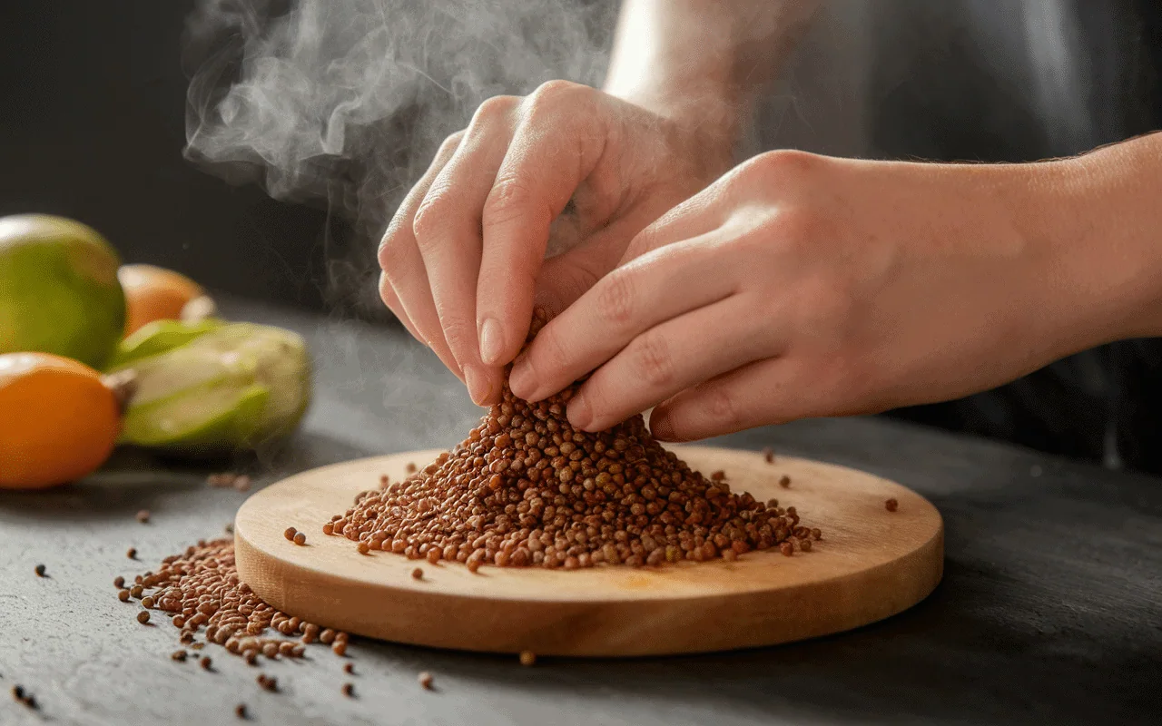 Préparation poivrons farci vegetarien en cuisine