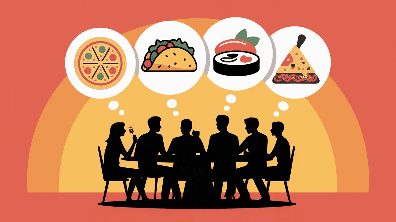Groupe d'amis sélection repas à thème