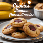 cookies banane flocon d avoine sur assiette avec bananes et avoine