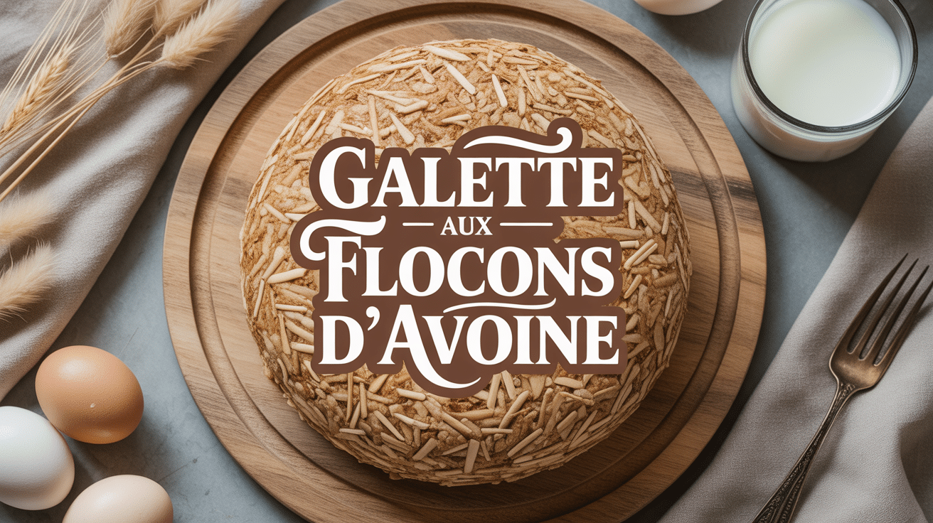 Galette flocon davoine dorée sur assiette avec ingrédients