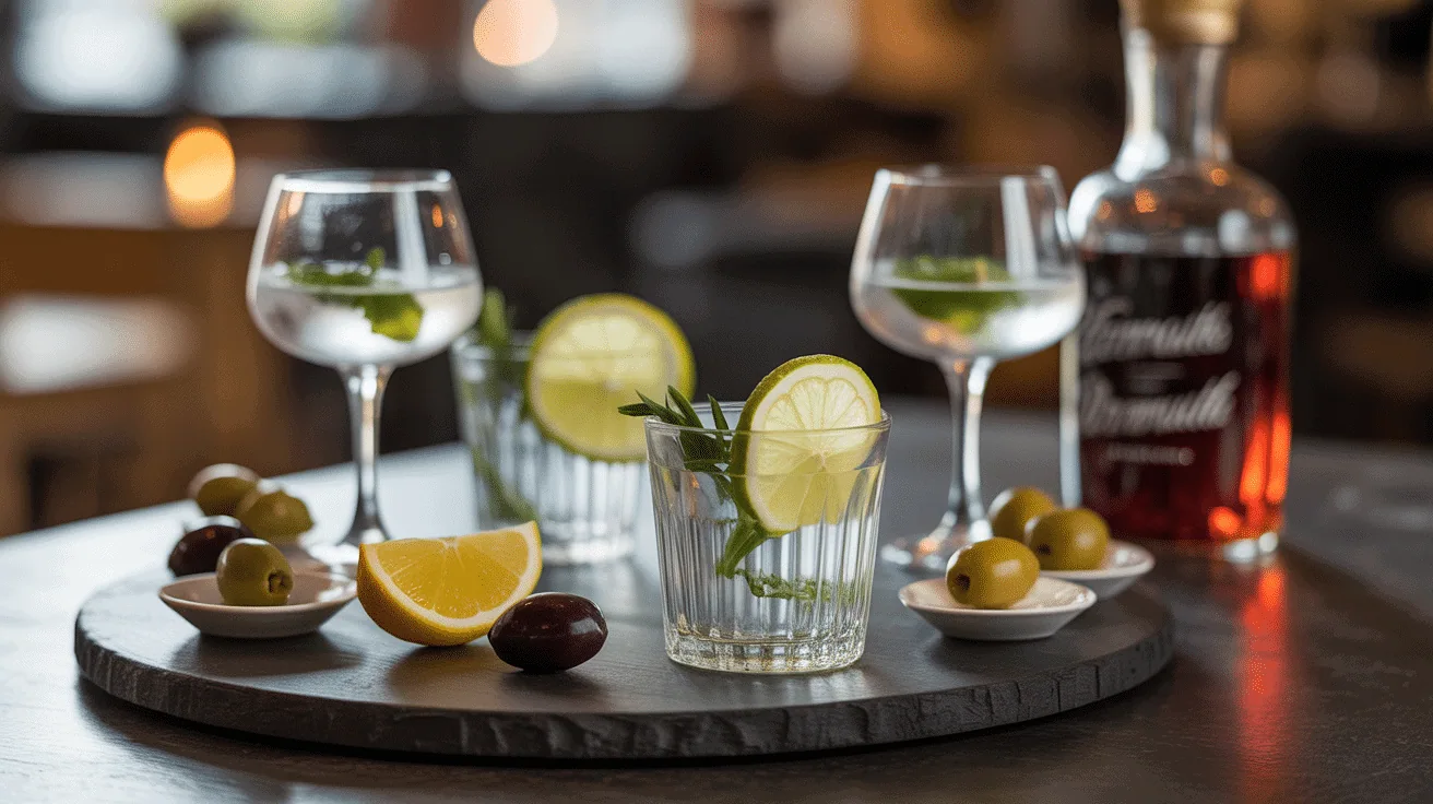 Plateau apéritif martini blanc, verres et amuse-bouches