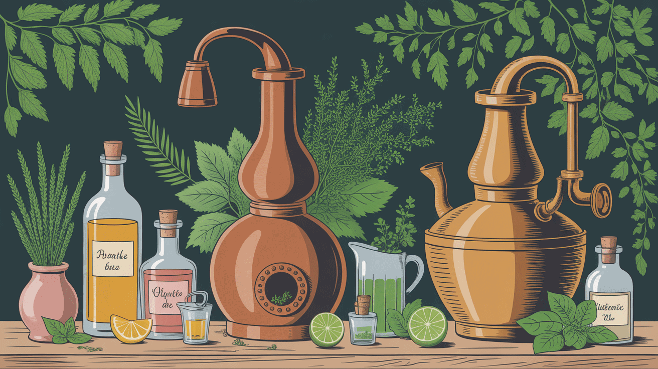 Distillerie italienne avec herbes pour martini blanc