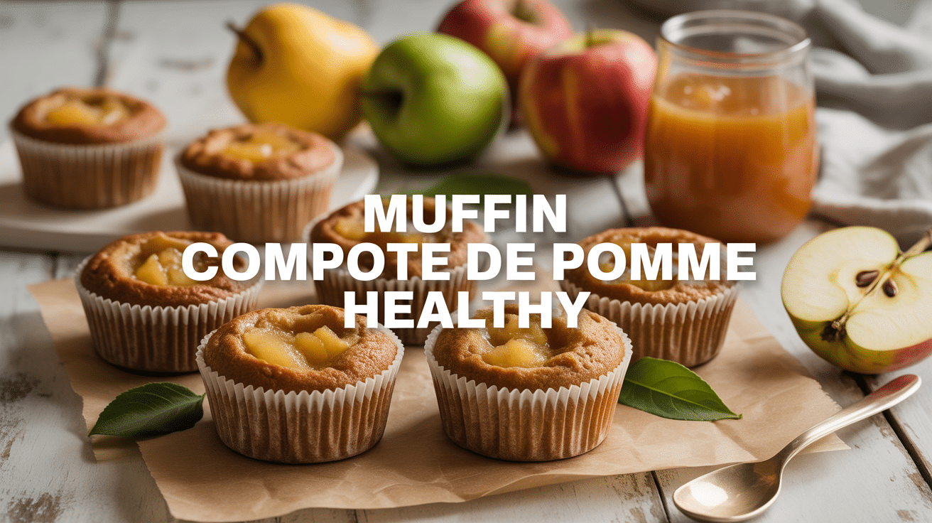 Muffin compote de pomme healthy dorés avec pommes et compote