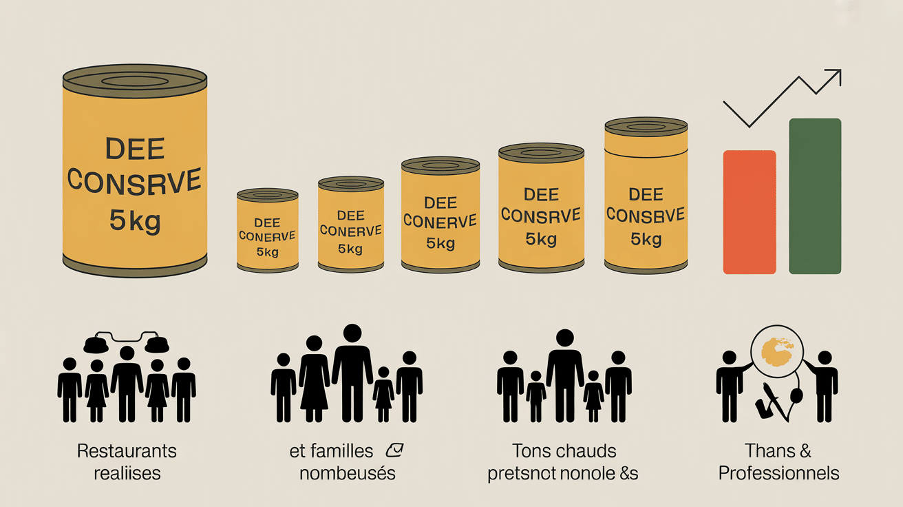 comparatif grosse boîte de maïs 5 kg et petites boîtes professionnels