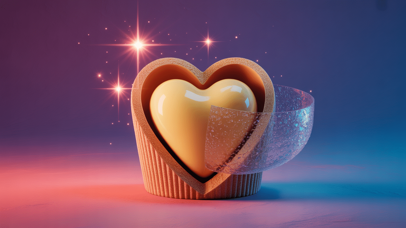 une chupa chups au chewing gum en dégustation cœur gomme visible