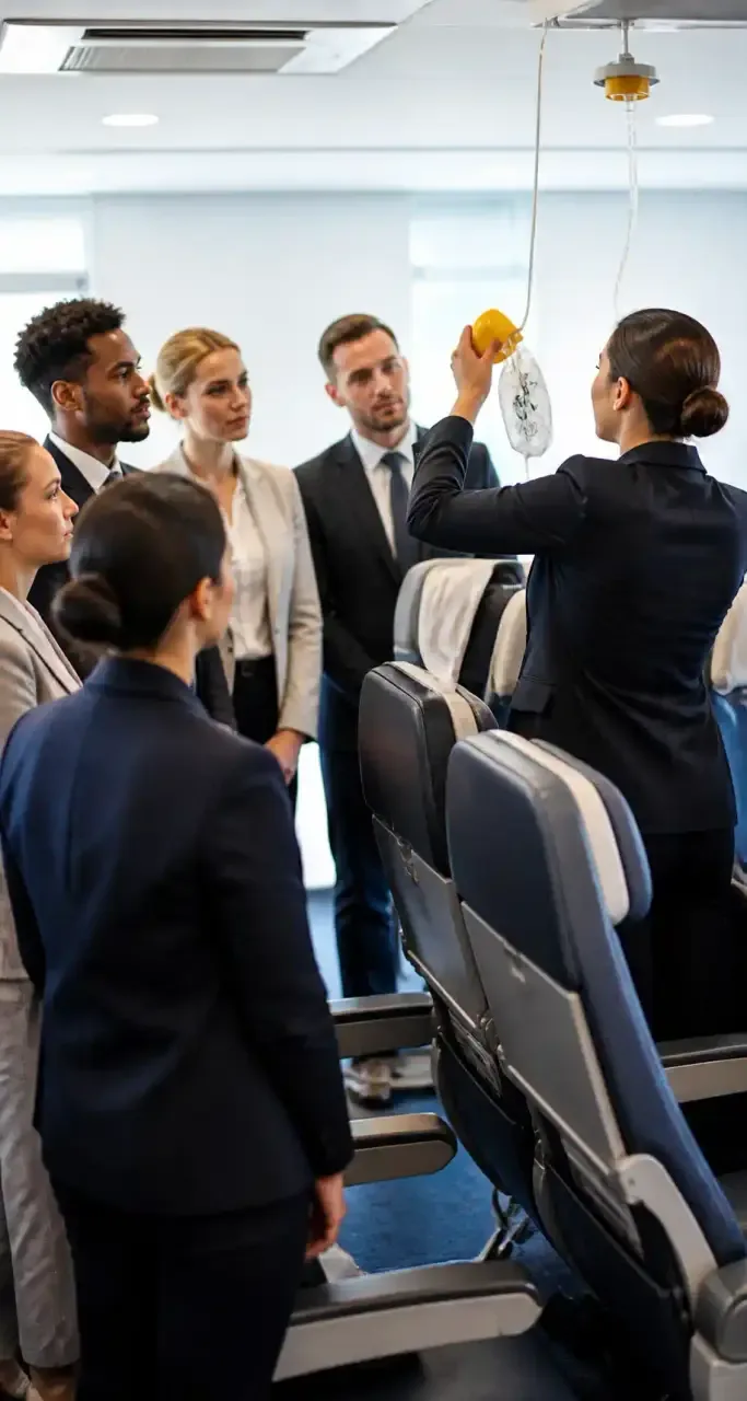 Candidats en formation pratique à la sécurité aérienne