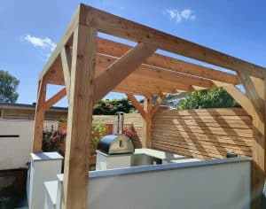 Wooden pergola created with Secret Spaces