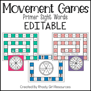 Movement Games: Primer Sight Words