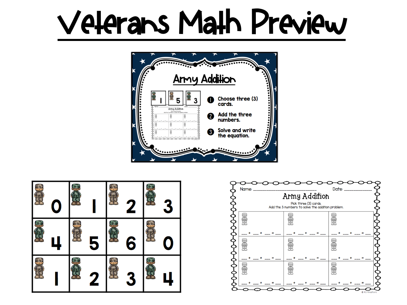 1st Grade Math Centers: Veterans Day - Image 3