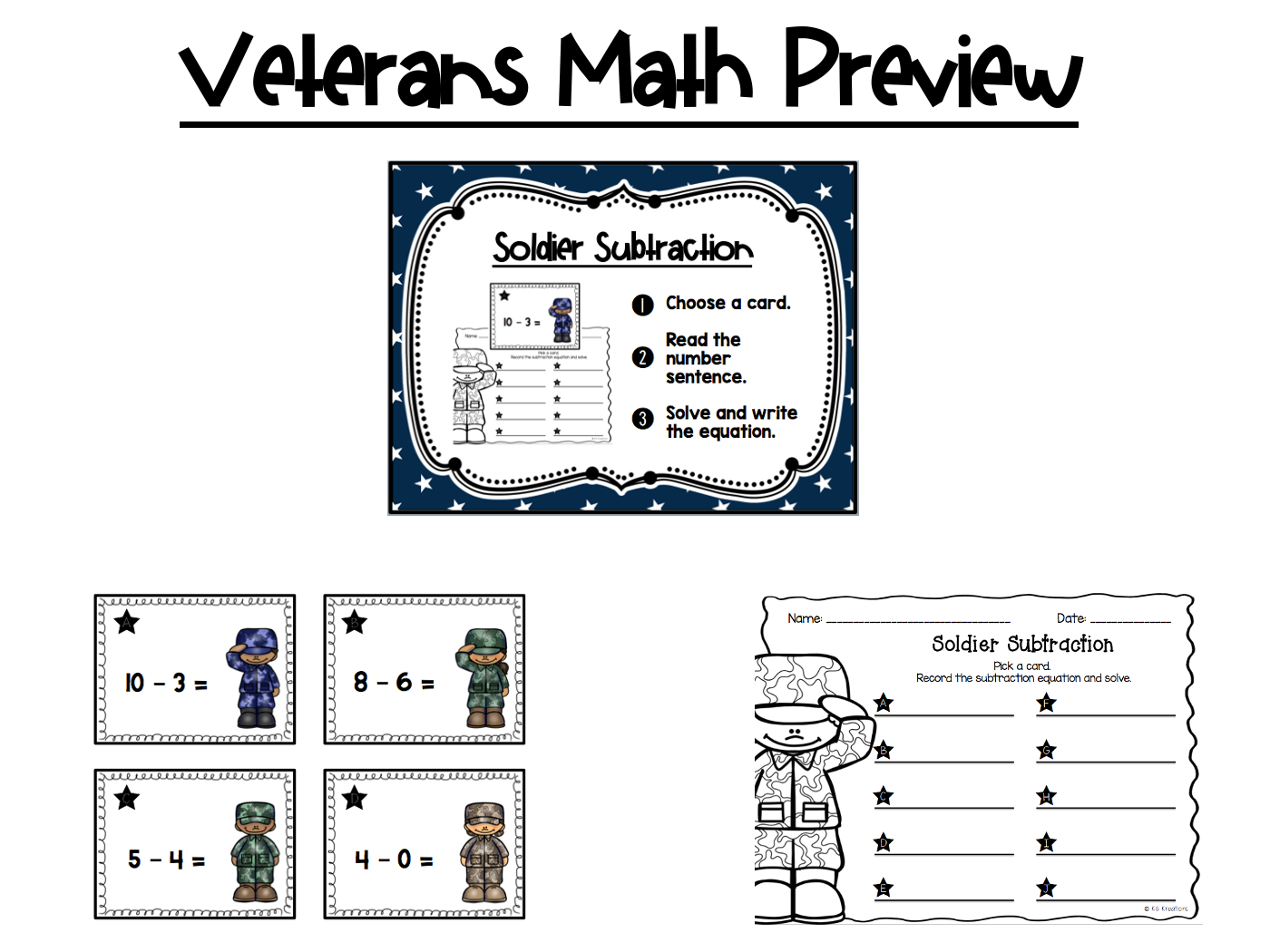1st Grade Math Centers: Veterans Day - Image 4