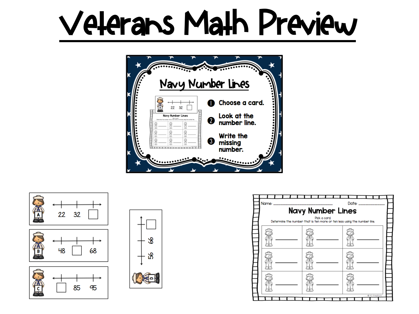 1st Grade Math Centers: Veterans Day - Image 5