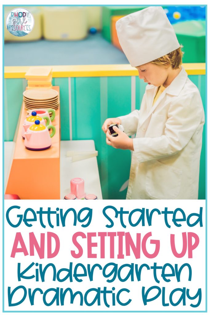 Child playing in classroom kitchen.