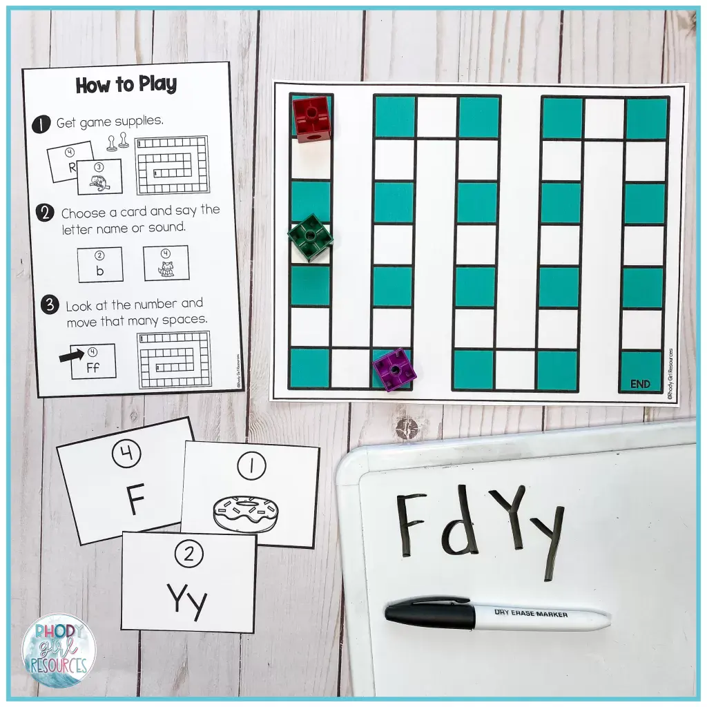 Practicing encoding using a dry erase board while playing a game