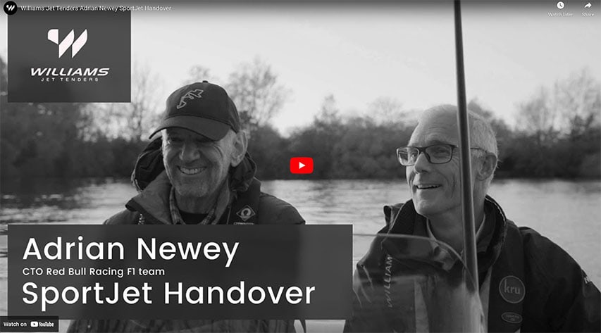 Williams Jet Tenders Adrian Newey SportJet Handover Williams Jet Tenders Adrian Newey SportJet Handover @ RIBs ONLY - Home of the Rigid Inflatable Home