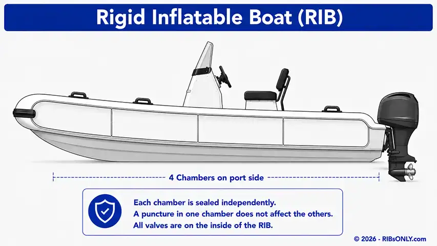 Cutaway diagram of RIB tube air chambers and valve system @ RIBs ONLY - Home of the Rigid Inflatable Boat
