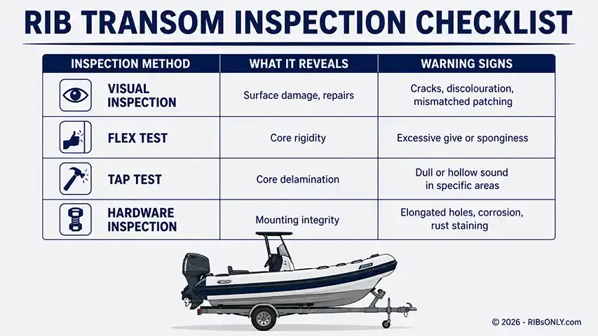 Several test to perform on the transom of a RIB @ RIBs ONLY - Home of the Rigid Inflatable Boat