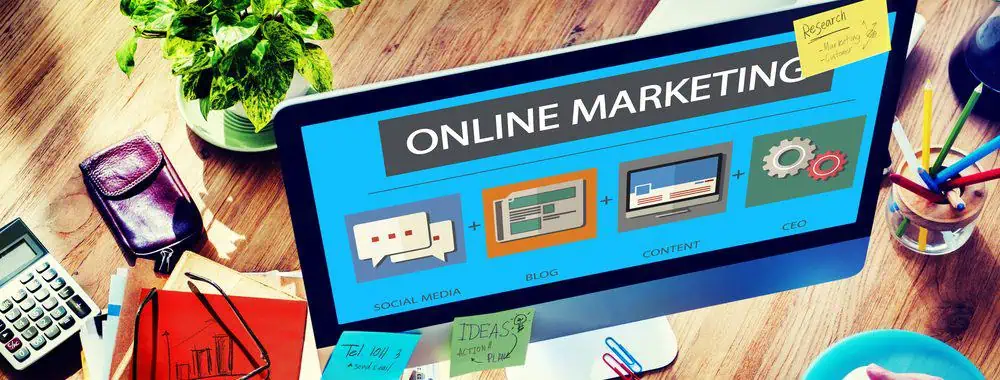 A computer screen displaying forms of online marketing