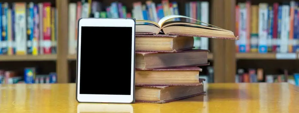 E-reader showing ebooks