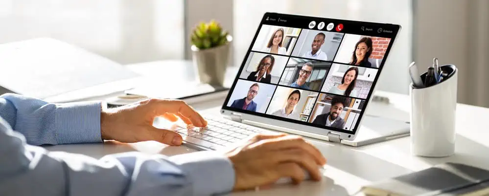 Man recording a webinar