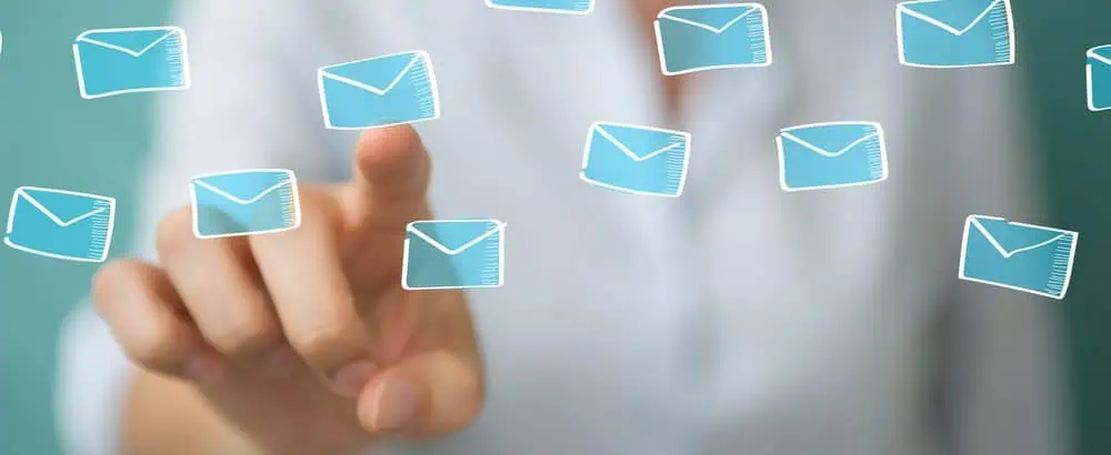 Floating emails on a screen