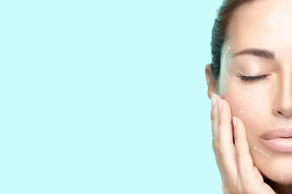 A woman’s face undergoing anti-aging facial treatment