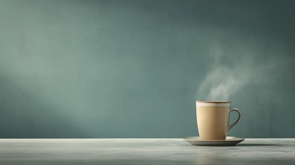 A steasming cup of green tea
