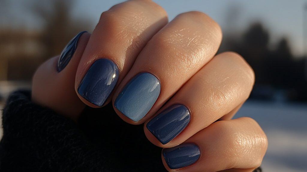 Nails An older woman’s hand displaying very long nails painted blue