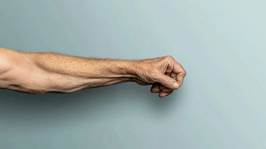 A wrinkly arm belonging to a senior