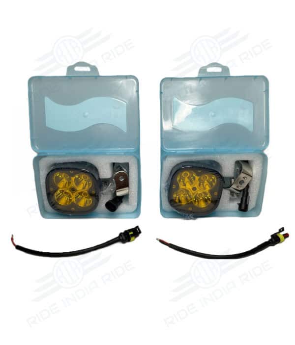 HJG Original 4 LED CREE 60W Fog Light Auxiliary Light For All Motorcycles With Yellow Filter Cap