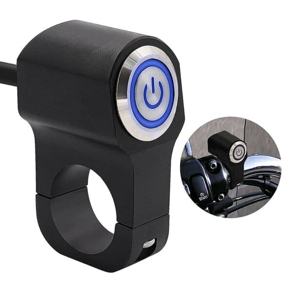 12V Motorcycle Handlebar Switches Blue LED 7/8″ ON-OFF Headlight Fog Light Switch