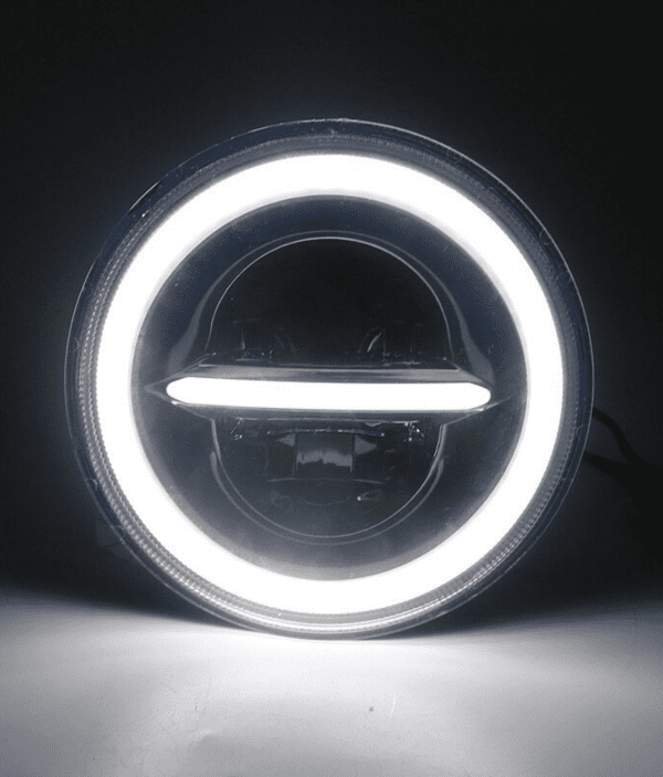 7 Inch HJG 90W Minus LED Headlight With DRL Ring Yellow/White