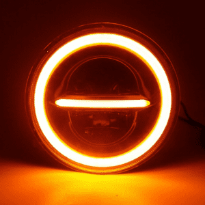 7 Inch HJG 90W Minus LED Headlight With DRL Ring Yellow/White