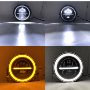 7 Inch HJG 90W Minus LED Headlight With DRL Ring Yellow/White