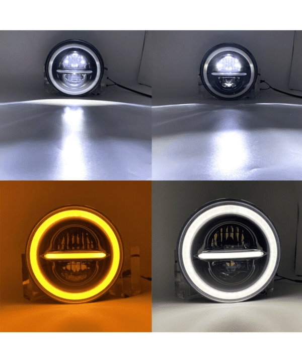 7 Inch HJG 90W Minus LED Headlight With DRL Ring Yellow/White