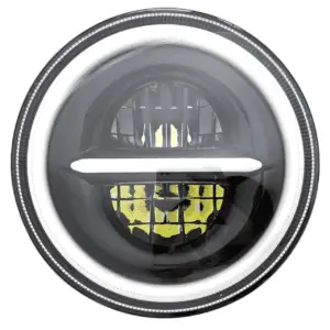 7 Inch HJG 90W Minus LED Headlight With DRL Ring Yellow/White