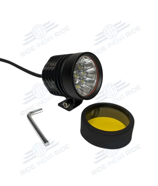 HJG L9X 90W CREE 9 LED Fog Light Auxiliary For Motorcycles With Yellow Filter (2 Pcs)