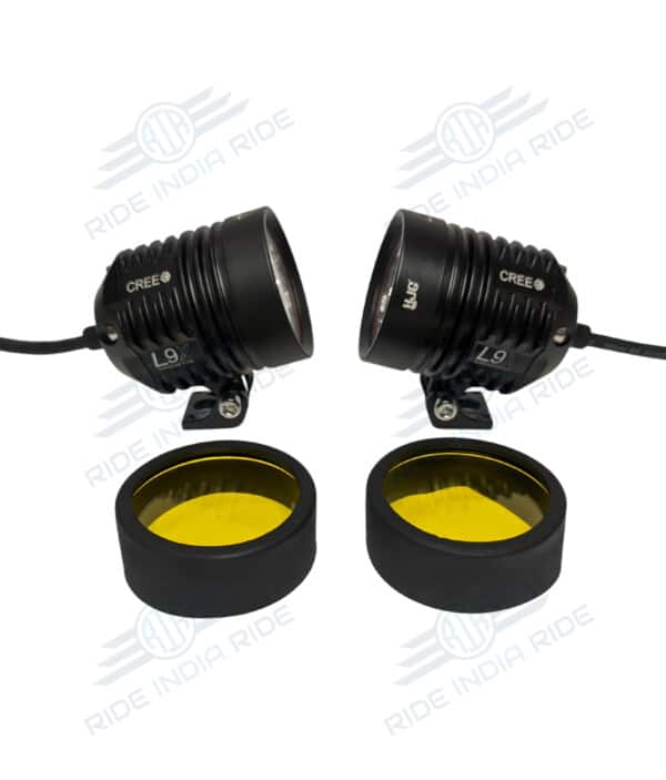 HJG L9X 90W CREE 9 LED Fog Light Auxiliary For Motorcycles With Yellow Filter (2 Pcs)