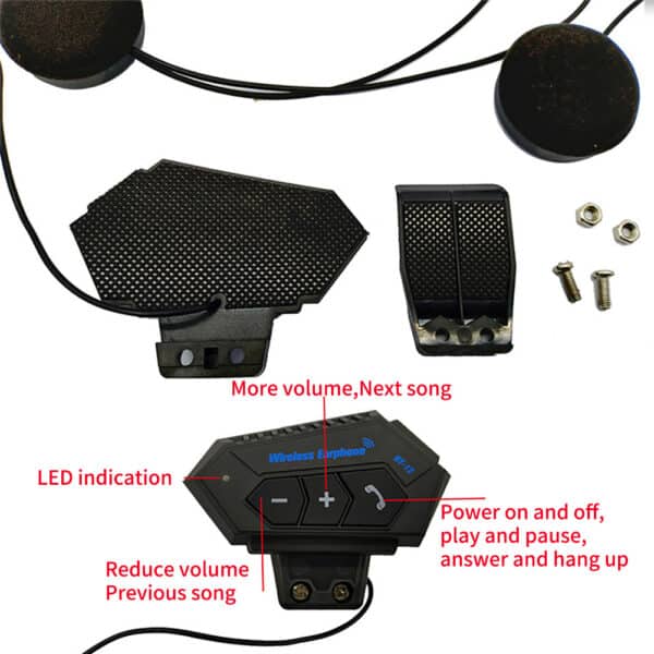 BT12 Wireless Headphone Speaker for Motorcycles Helmet Hands-Free Helmet Headset