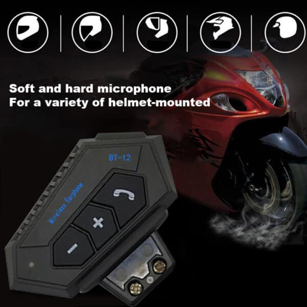 BT12 Wireless Headphone Speaker for Motorcycles Helmet Hands-Free Helmet Headset