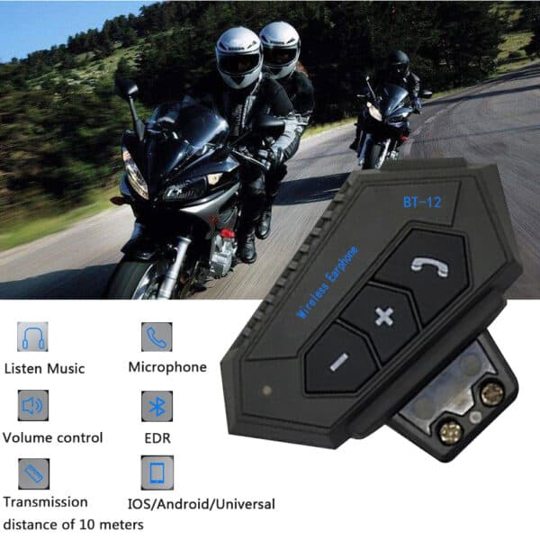 BT12 Wireless Headphone Speaker for Motorcycles Helmet Hands-Free Helmet Headset