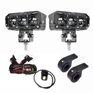 HJG Original Mega Drive 3 Lens Dual Color Yellow/White LED Fog Lights With Wiring Harness & Clamps (Full Kit)