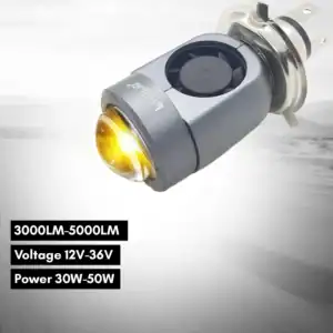 LIU HJG Motorcycle LED Headlight Projector Bulb Yellow/White With H4 Fitting (12V-36V) (30W-50W, pack Of 1)