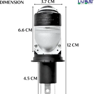 LIU HJG Super Bright White LED H4 Projector Lens Bulb with Red Devil Eye for Car, Motorbike, Truck, Van (12V, 50W) - Pack of 1