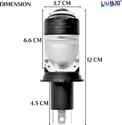 LIU HJG Super Bright White LED H4 Projector Lens Bulb with Red Devil Eye for Car, Motorbike, Truck, Van (12V, 50W) - Pack of 1